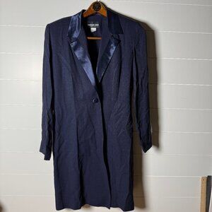 MICHAEL BLAIR  Satin Collar Dress Coat & Sheath Vintage Size 8